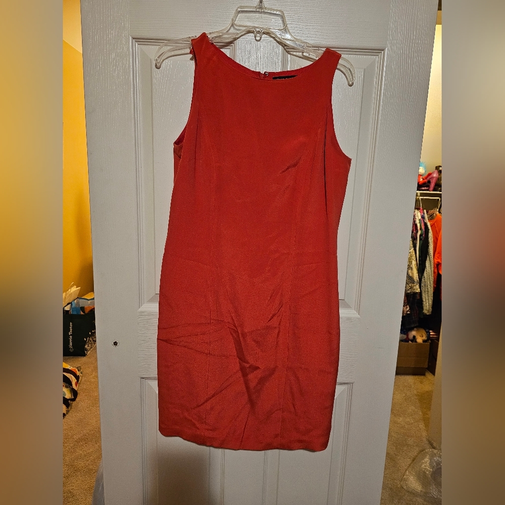 Valerie Dresses Vermillion Tomato Red Sleeveless Silk Shift Dress sz 8